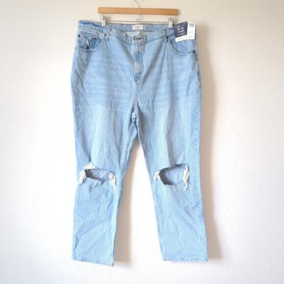 Abercrombie & Fitch 90s Straight Leg Ultra High Rise Jeans Curve Love 36 22 NWT - Picture 4 of 6